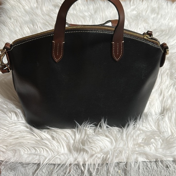 Vintage Dooney & Bourke Black/Brown, Leather bag w/ crossbody strap - Picture 7 of 15